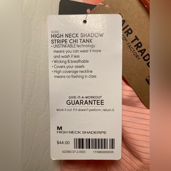 Athleta 🟣 NWT Size Medium High Neck Shadow Stripe Chi Tank in Energetic Peach - Picture 7 of 11
